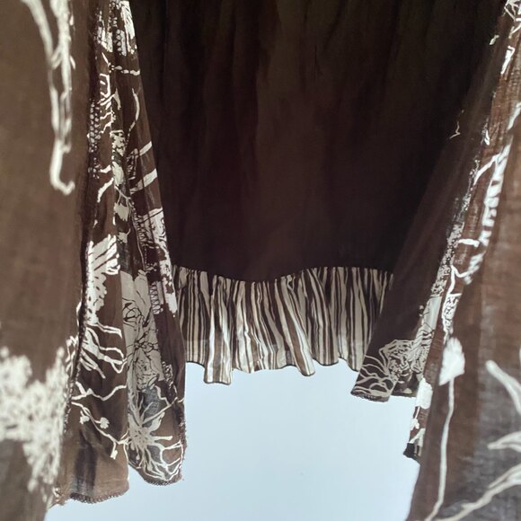 Chico's Brown Tiered Skirt White Floral Print Chico's Size 0 US Size 4 - Picture 6 of 11